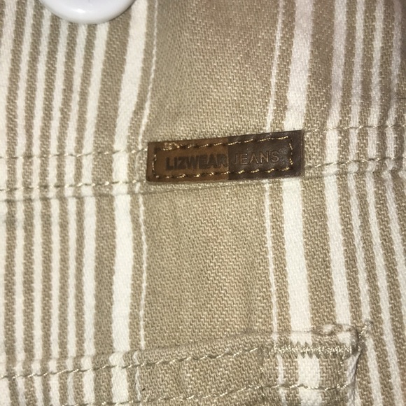 Like NEW Studio Michaela Lizwear Liz Claiborne. Jeans white tan stripped Capri 8 - Picture 9 of 12